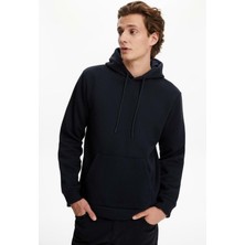 Erkek Sweatshirt Pamuklu Standart Fit Normal Kesim Içi Polarlı 2 Iplik Kapüşonlu