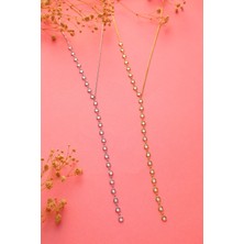 Queen Silver Jewelry 925 Ayar Gümüş Yuvarlak Zirkon Taşlı Yarım Tamtur Kolye