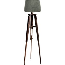 Ağaç Ustası Piega Tripod Lambader Abajur Köşe Lambası Aydınlatma Ahşap Ceviz Ağaç Country Dekor Masif Doğal