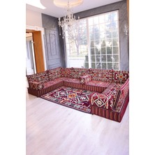 Bakırözü Home Şark Köşesi Takımı Bordo  Anadolu Modeli 15 Parça (20  cm  Minder Kalınlığı)