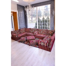 Bakırözü Home Şark Köşesi Takımı Bordo  Anadolu Modeli 18 Parça (20  cm  Minder Kalınlığı)