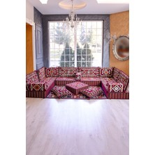 Bakırözü Home Şark Köşesi Takımı Bordo  Anadolu Modeli 18 Parça (20  cm  Minder Kalınlığı)