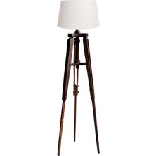 Ağaç Ustası Piega Tripod Lambader Abajur Köşe Lambası Aydınlatma Ahşap Ceviz Ağaç Country Dekor Masif Doğal