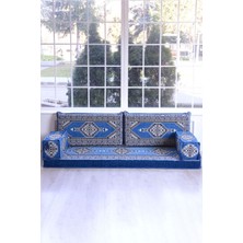 Bakırözü Home Şark Köşesi Takımı , Yer Minderi Koltuk Takımı (Sünger Dahil) Mavi Yahyalı Modeli 2 Kolluklu