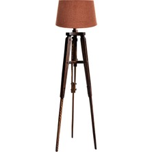 Ağaç Ustası Piega Tripod Lambader Abajur Köşe Lambası Aydınlatma Ahşap Ceviz Ağaç Country Dekor Masif Doğal