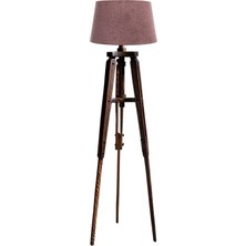 Ağaç Ustası Piega Tripod Lambader Abajur Köşe Lambası Aydınlatma Ahşap Ceviz Ağaç Country Dekor Masif Doğal