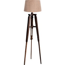 Ağaç Ustası Piega Tripod Lambader Abajur Köşe Lambası Aydınlatma Ahşap Ceviz Ağaç Country Dekor Masif Doğal