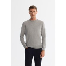 AVVA Erkek Gri Viskon Bisiklet Yaka Triko Regular Fit Kazak B005132