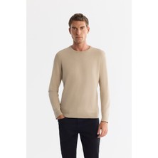 AVVA Erkek Bej Viskon Bisiklet Yaka Triko Regular Fit Kazak B005132
