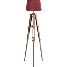 Ağaç Ustası Piega Tripod Lambader Abajur Köşe Lambası Aydınlatma Ahşap Fosil Eskitme Ağaç Country Masif Doğal