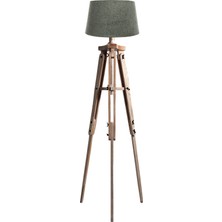 Ağaç Ustası Piega Tripod Lambader Abajur Köşe Lambası Aydınlatma Ahşap Fosil Eskitme Ağaç Country Masif Doğal