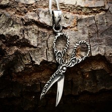 Ebrar Silver Gümüş Makas Kolye 925 Ayar Gümüş Makas Figürlü Unisex Kolye Çift Taraflı Makas Kolye