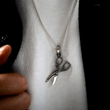 Ebrar Silver Gümüş Makas Kolye 925 Ayar Gümüş Makas Figürlü Unisex Kolye Çift Taraflı Makas Kolye
