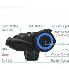Prepare 1000 mt 2k Kameralı Wifi Intrcom Fm Radyolu Anti Titreşim Kask Kulaklık Su Geçirmez 6 Eş Profesyonel