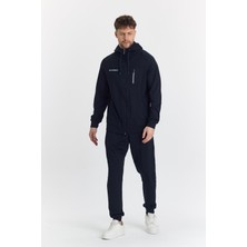 Marco Ferry Şardonlu Dalgıç Kapüşonlu Erkek Eşofman Takımı Lacivert 5725-L