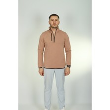 EG38 3 Ip Cepli Yarım Fermuar Sweat Kahve