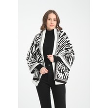 Wega Moda Zebra Desenli Omuz Şalı, Zebra Desenli Şık Rahat Omuz Şalı, Triko Omuz Şalı, Kadın Şal, Çift Yönlü