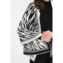 Wega Moda Zebra Desenli Omuz Şalı, Zebra Desenli Şık Rahat Omuz Şalı, Triko Omuz Şalı, Kadın Şal, Çift Yönlü
