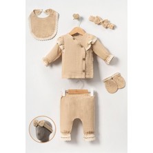 Miniğimin Cicileri (0-3 Ay) Dantelli Müslin Kız Bebektakım - Camel