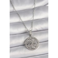 Clariss 316L Çelik Gümüş Renk Zincir Zirkon Taşlı Lotus Model Kadın Kolye