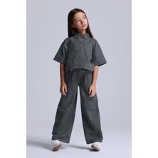 Babokah (Kids Girl) Kot Görünümlü Geniş Paça Pantolon