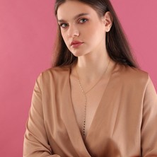Queen Silver Jewelry 925 Ayar Gümüş Mavi Renk Geçişli Zirkon Taşlı Yarım  Tamtur Kolye