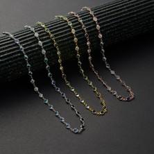 Queen Silver Jewelry 925 Ayar Gümüş Mavi Renk Geçişli Zirkon Taşlı Tamtur Kolye