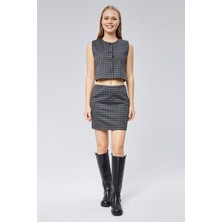 Yelek Kısa Mini Kareli