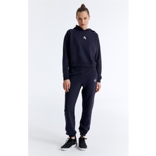 ED7739-09 Coach Crop Kadın Kapüşonlu Sweatshirt'ü Lacivert
