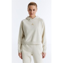 ED7739-3 Coach Crop Kadın Kapüşonlu Sweatshirt'ü Bej