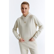 ED7739-3 Coach Crop Kadın Kapüşonlu Sweatshirt'ü Bej