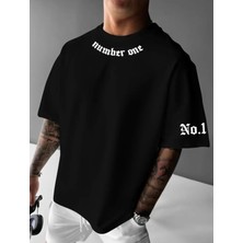 Amor Man Büyük Beden Özel Tasarım Number One Yaka Baskılı Ter Tutmayan Oversize Battal Erkek T-Shırt