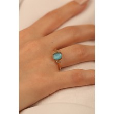 ÇGK KUYUMCULUK Mavi Opal Taşlı Altın Yüzük CGKYZK0315
