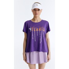 Ed 7749-2 Tennis  Kısa Kollu Kadın Tenis Üstü T-Shirt , Mor