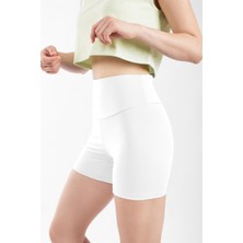 IXAURA ED2308-01 Çağla Dry-Touch Yüksel Bel Kısa Tayt Beyaz