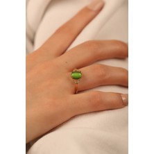 ÇGK KUYUMCULUK Yeşil Opal Taşlı Altın Yüzük CGKYZK0310