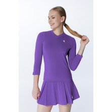 ED7755-12 Elena Dry-Touch V-Yaka Uzun Kollu Kadın Tenis , Koşu Üstü Mor