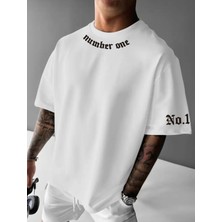 Amor Man Büyük Beden Özel Tasarım Number One Baskılı Ter Tutmayan Oversize Battal Erkek T-Shırt