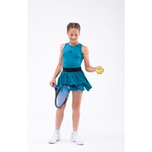 Ed 2303-08 Ada Dry-Touch Spor Etek Şortlu Petrol Kız Çocuk ( Tenis , Golf , Pickleball , Dans)