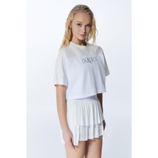 Ed 2339-01 Afrodisias Crop Tişört Ekru