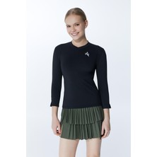 IXAURA ED7755-06 Elena Dry-Touch V-Yaka Uzun Kollu Kadın Tenis , Koşu Üstü ,  Siyah