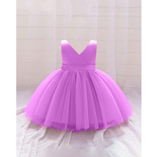 Lila Kız Bebek Anvelop Mini Elbise Doğum Günü Elbise