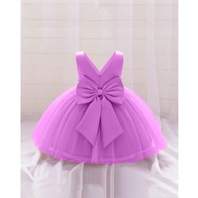 Lila Kız Bebek Anvelop Mini Elbise Doğum Günü Elbise
