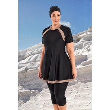 Adasea Bella Kısa Kollu Tesettür Mayo 1806 Dokuma Kumaşlı Şık Tasarım Özellikleriyle 5XL Kadın