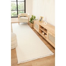Stockholm %100 Polyester Yumuşak Dokulu Bukleli Dokuma Makina Halısı Oturma Odası Salon Mutfak Halısı Beyaz Yolluk