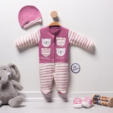 Annora Baby Çizgili Sleeping Bears Kız & Erkek Bebek Tulumu