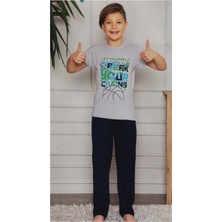 Mnk Baby & Kids Kısa Kol Tişört  , Uzun Pantolon Erkek Çocuk Pijama M00672