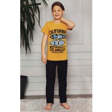 Mnk Baby & Kids Kısa Kol Tişört  , Uzun Pantolon Baskılı Erkek Çocuk Pijama M00673