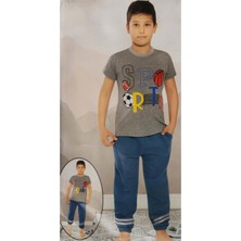 Mnk Baby & Kids Kısa Kol Tişört  , Uzun Pantolon Erkek Çocuk Pijama M00672