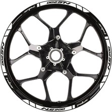 Desingonb Bajaj Pulsar NS200 Baskılı Jant Dışı Şerit Motosiklet Sticker Etiket Modeli Beyaz
